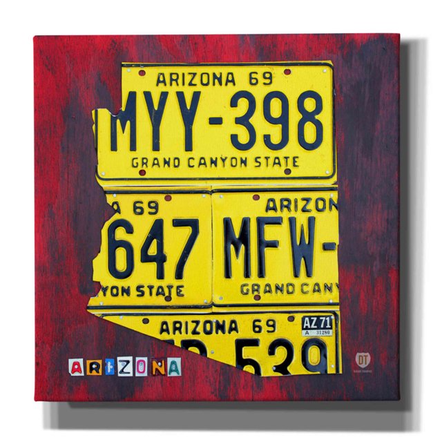 Epic Graffiti 'Arizona License Plate' by Design Turnpike, Giclee Canvas Wall Art, 26"x26"