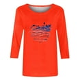 thumbnail image 5 of Dazajoo 4th of July Tunic Tops for Women Summer 3/4 Sleeve Casual American Flag Patriotic Graphic Vintage Tee Shirts 2024 Womens Independence Day Round Neck Blouses Lightning Deals,Orange,M, 5 of 6