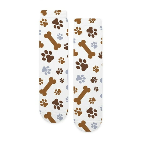 CafePress - Dog Paw Prints Pattern - Unisex Novelty Printed Crew Adult Socks