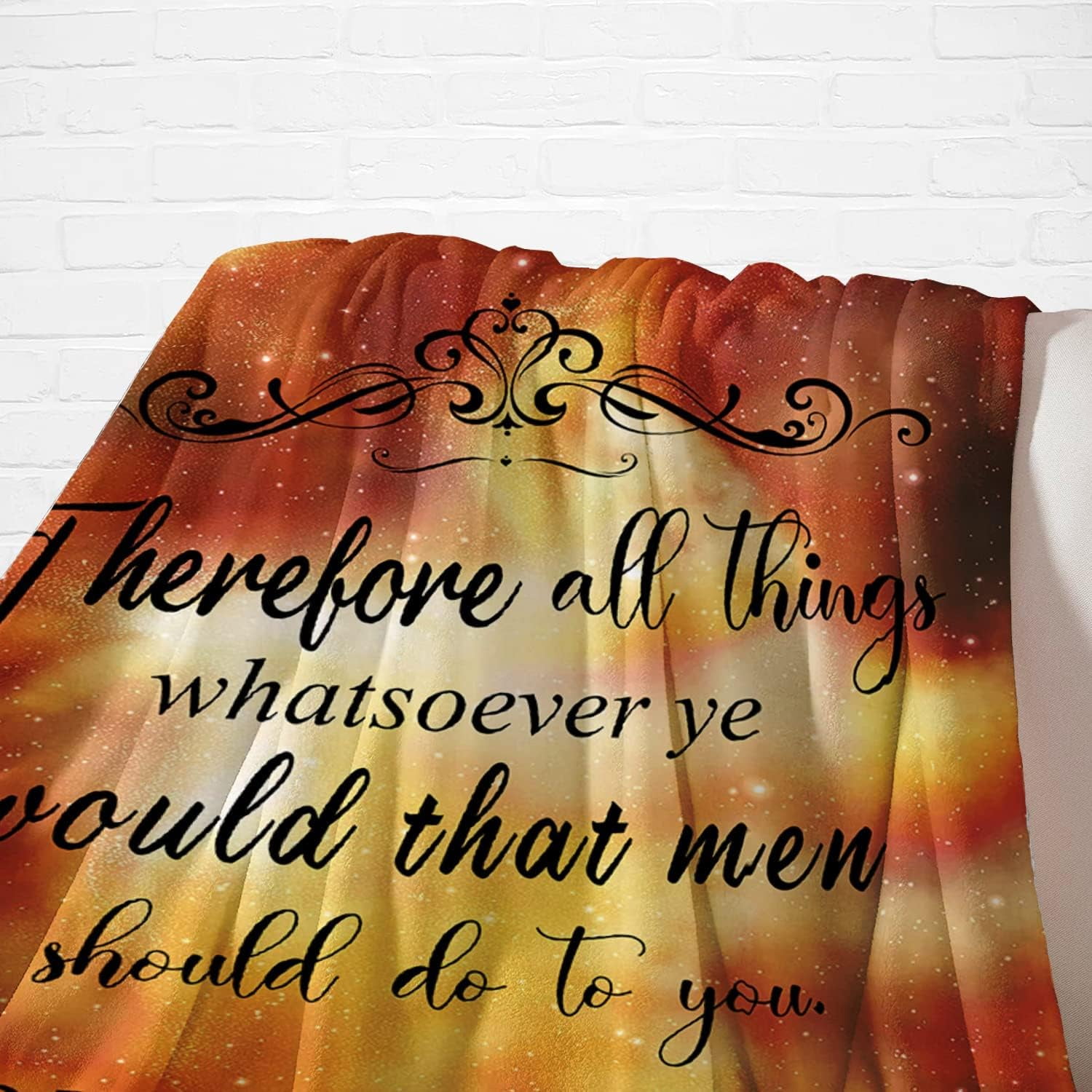 Positive Inspirational Quotes Throw Blanket - Bible Therefore All Things Whatsoever Flannel Blanket, Inspirational Gifts for Women, Girls, Teens - Soft & Cozy Blanket for All Season 40x50 Inch