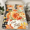 thumbnail image 2 of Manfei Orange Flower Blossom Full Size Sheets for Girls, Watercolor Pumpkin Bed Sheets, Thanksgiving Day Sheet Sets, Ultra Soft Home Decor 4-Piece, 2 of 7