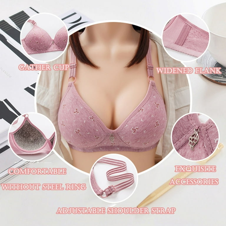 RQYYD Clearance Double Support Wireless Bra, Floral Lace Bra with  Stay-in-Place Straps, Full-Coverage Wirefree Bra, Tagless for Everyday  Wear(Hot