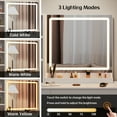 thumbnail image 2 of Haewon 35" Vanity Desk with Mirror, LED Light, Power Outlet, Makeup Vanity with Storage Cabinet and Foldable Panel, Vanity Set with Cushioned Stool, White, 2 of 7