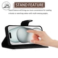 thumbnail image 3 of Allytech Wallet Case for iPhone 15 Plus, Luxury PU Leather Shockproof Protective Flip Cover for Women Girls, Kickstand Folio Case with Card Slots Holder Wrist Strap Lanyard - Black, 3 of 7