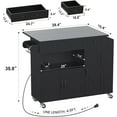 thumbnail image 7 of Meteorleg Kitchen Island with Storage, 39.4" W Wood Kitchen Island Cart with Drop Leaf, Black Rolling Cart with Lockable Wheels, 7 of 7