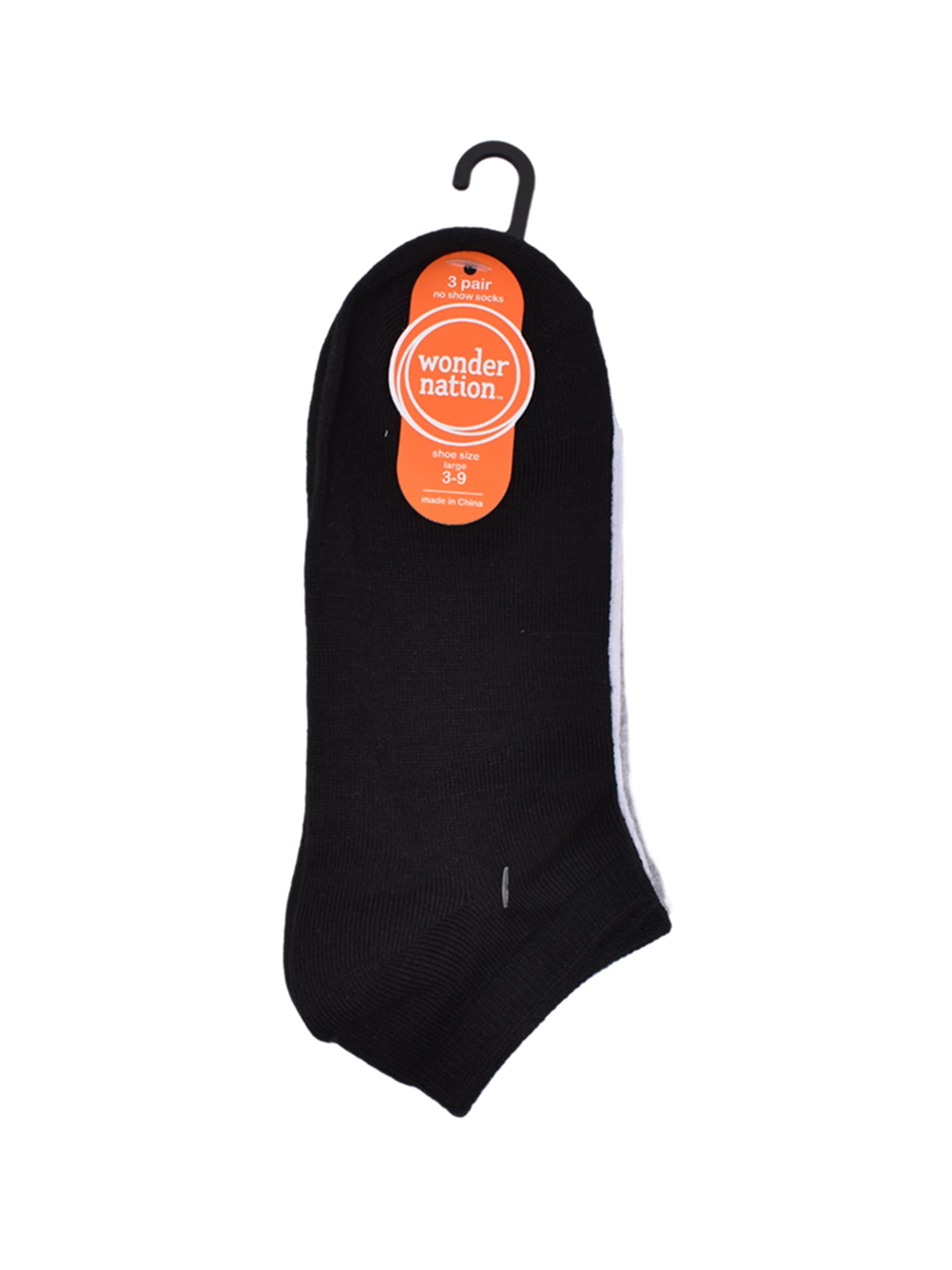 Wonder Nation Boys 3-Pack No Show Socks, Shoe Sizes S (4.5-8.5) - L (3-9)