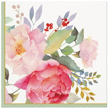 Keep Unique Floral Luncheon Napkins, Decoupage Party Napkins, Assorted Colors, 20/Pack