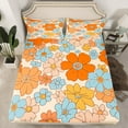 thumbnail image 2 of Feelyou Blue Orange Floral Flower Twin Sheet Sets for Kid, Vintage Elegant Twin Fitted Sheet, Rustic Farmhouse Flat Sheet, Breathable Home Decor, 3 Pieces, 2 of 7
