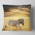 thumbnail image 2 of Designart Solitary Zebra Walking in Grassland - African Throw Pillow - 16x16, 2 of 5