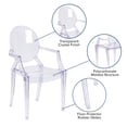 thumbnail image 3 of BizChair 4 Pack Oval Back Ghost Chair with Arms in Transparent Crystal, 3 of 12
