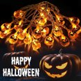 thumbnail image 1 of Guirnalda de luces solares de 6 m y 40 LED para Halloween al aire libre, fiestas, jardín, festividades y otoño. Luces de calabaza en blanco cálido (guirnalda 3D)., 1 of 2