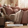 thumbnail image 4 of Queen Comforter Set - 7 Pieces Cationic Dyeing Terracotta Bed in a Bag Queen Bedding Sets with Comforter, Sheets, Pillowcases & Shams, Reversible Bedding Comforters Sets, 4 of 6