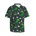 thumbnail image 3 of Xecao Dinosaur and Bone print Hawaiian shirt - a stylish short-sleeve button-down for men, perfect for casual beach and tropical outings., 3 of 9
