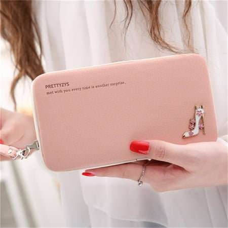 High Heel Telephone Fashion Woman High Heels Functional Leather Purse Phone Wallet Case Cover Clutch Bag phone bags & cases universal for under 5.5 Inch Smartphone Lady Gift ()