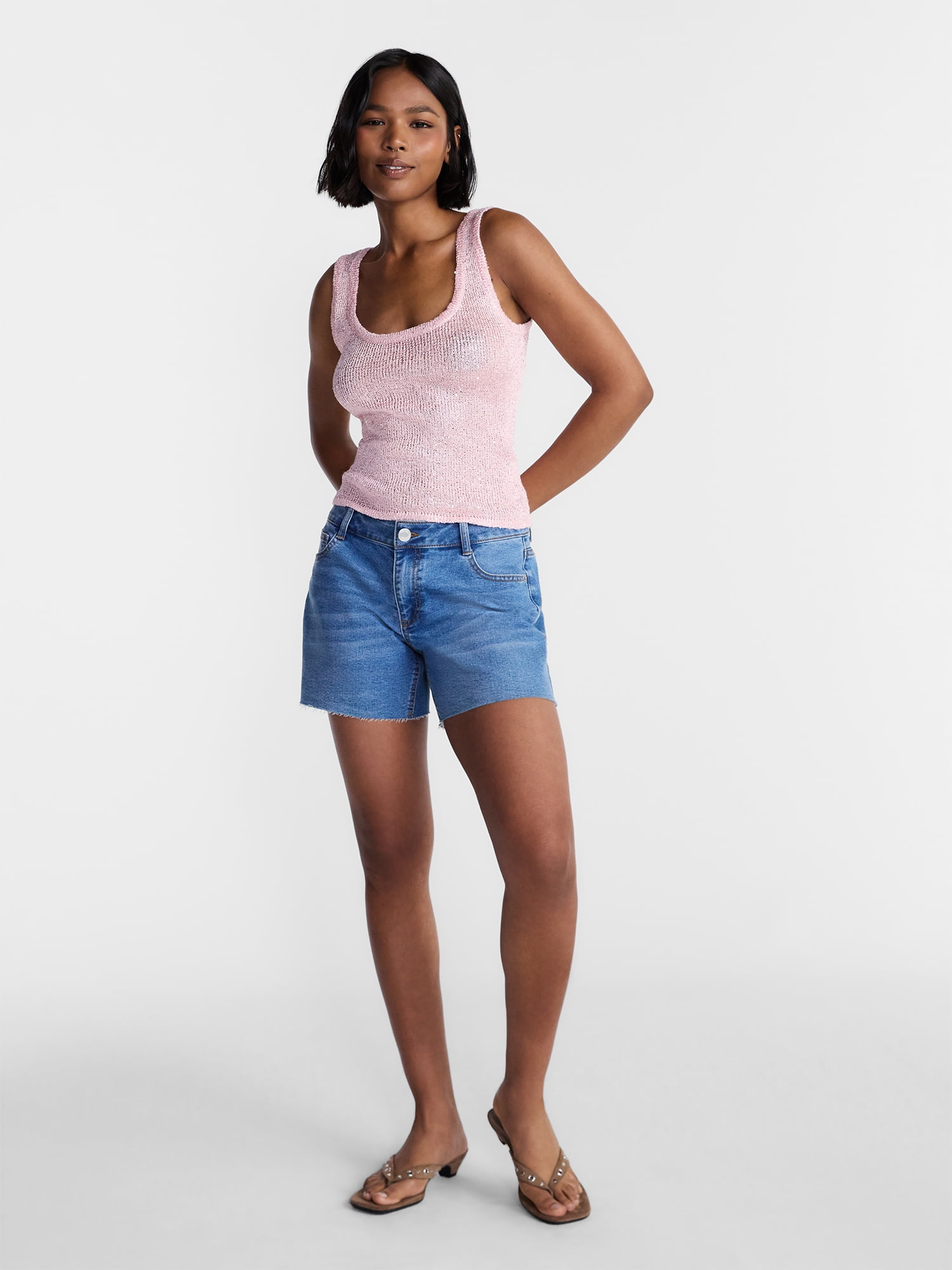 No Boundaries Sequin Sweater Tank Top, Women's and Women's Plus XXS-4X