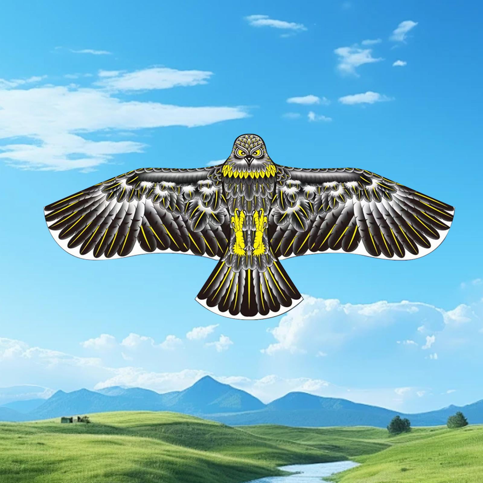 LeeQinersw Birds Kite Single Line Kite Fun 160cm Long Flying Kite Toy Outdoor Toys for Yard Eagle Shape Black