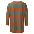thumbnail image 3 of LYEAA Womens Fall Fashion 2024 Plus Size Crew Neck 3/4 Sleeve T-shirt Striped Tees Loose Soft Comfortable Blouse Dressy Casual Breathable Trendy Clothing Orange M, 3 of 4