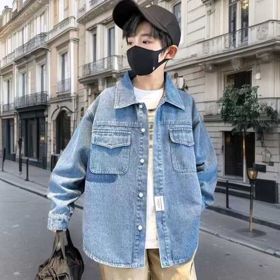 Teen Jacket Button Down Denim Jacket Toddler Casual Jacket Blue Jean Jacket Girls Teen Girl Clothes Size 10-11 Years Boy Girl Fashion