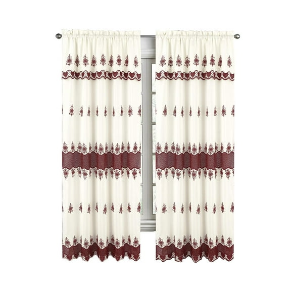 RT Designers Collection Donna Macrame Construction 3" Rod Pocket Curtain Panel 54" x 90" Beige/Burg