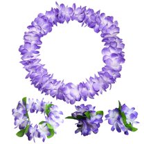 1 Set Thickening Vibrant Color 80Pcs Flower Hawaiian Garland Hawaiian Flowers Necklace Headband Bracelets Lei Party Supplies