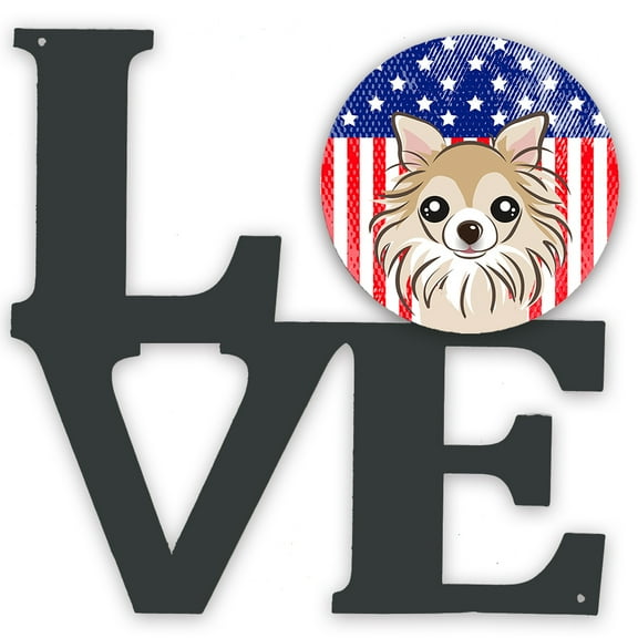 Carolines Treasures BB2181WALV American Flag and Chihuahua Metal Wall Artwork LOVE 12X12 multicolor