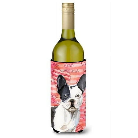 Black White French Bulldog Love Wine Bottle Beverge Insulator Hugger