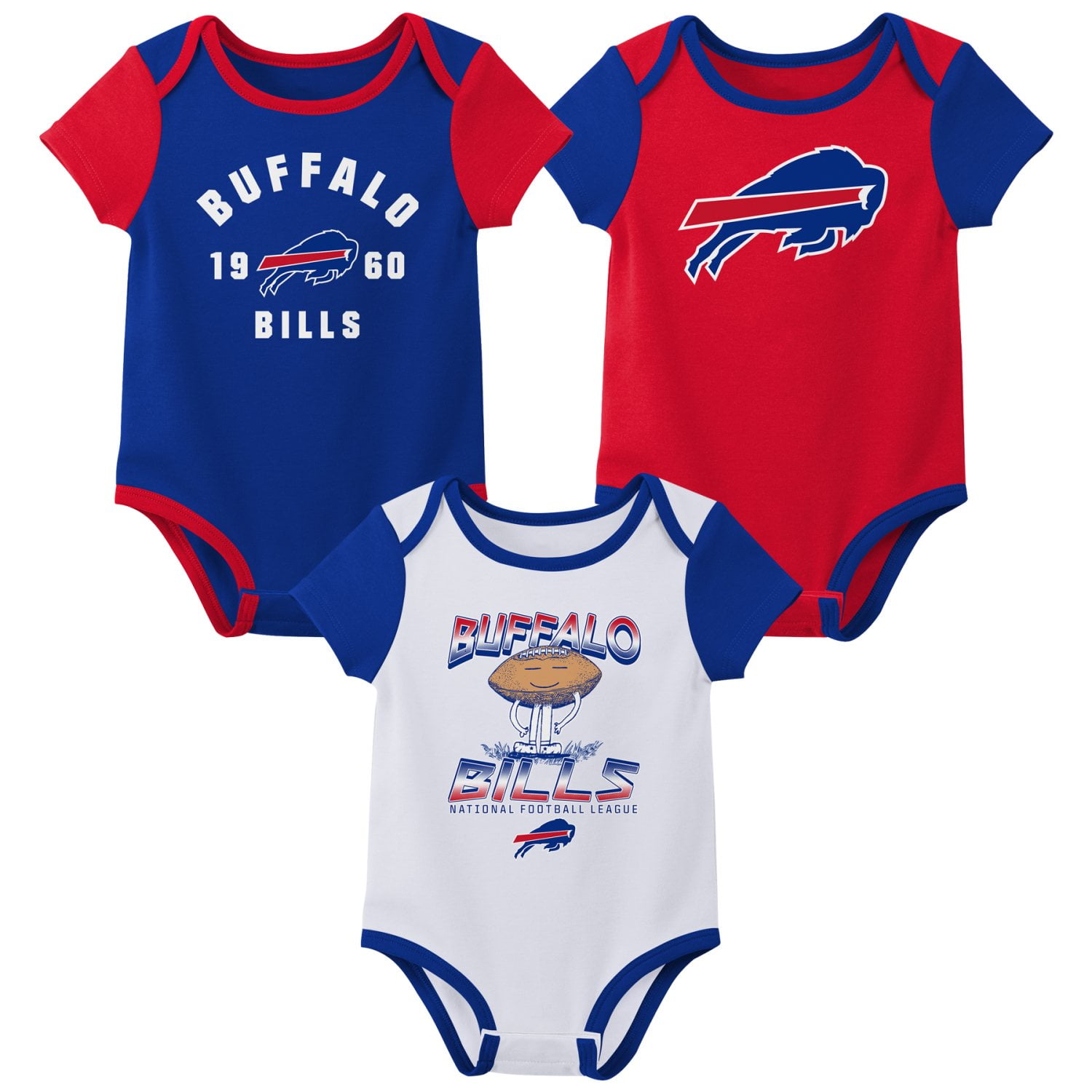 BUFFALO BILLS NFL Boys Infant 3 packOnesie Game Day Fan Apparel