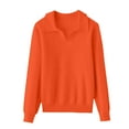 thumbnail image 5 of Resicozy Women's Knitted Collared Sweaters Long Sleeve V-Neck Polo Shirts Winter Casual Fashion Solid Color Pullover Tops Saffron L, 5 of 5