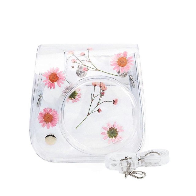 Estuche protector transparente Daisy para cámara compatible con Fujifilm Instax Mini 11/8/9 con correa de hombro ajustable