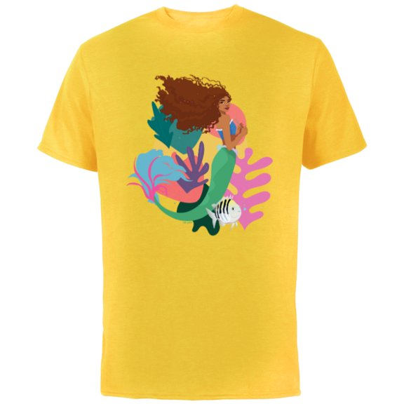 Disney The Little Mermaid Ariel and Flounder Find - Short Sleeve Cotton T-Shirt for Adults - Customized-Yellow