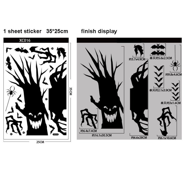 Pegatinas de Halloween para decoración de ventanas Grim Reaper bruja fantasma pegatina de pared decoración de Halloween calcomanía de calabaza suministros de fiesta xuanjing unisex