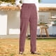 thumbnail image 4 of Pantalones de pana Prolriy para mujer, moda femenina, temperamento, personalidad, color sólido, cintura elástica, rayas, pierna recta, pantalones casuales, pantalones de mujer, rojo, L, 4 of 4