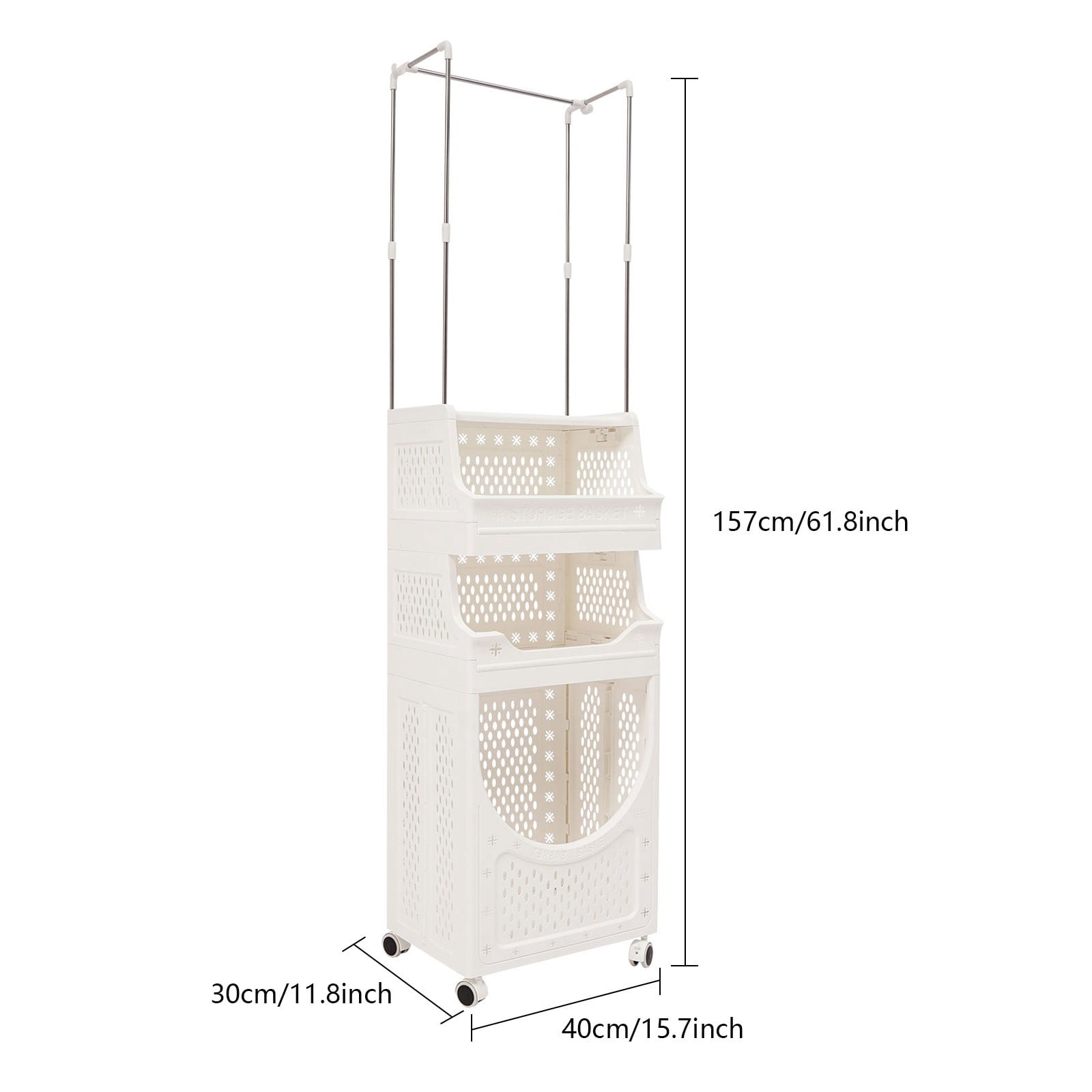 4 Tiers 30*40*157cm Laundry Basket Laundry Hamper Cart Dirty Clothes Hamper