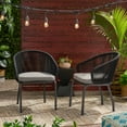 thumbnail image 5 of Olurrisa Black Woven Rope Chair Set of 2, Modern Outdoor Club Chair with Water-Resistant Cushions & Iron Frame, 5 of 8