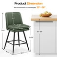 thumbnail image 5 of Zimtown Modern Bar Stools Set of 2, Swivel Barstool Counter Height Bar Chair, Kitchen Island Barstool 2 Pack, Retro Green, 5 of 7