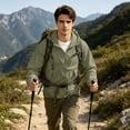 thumbnail image 2 of Sewkxo Men's Packable Rain Jacket Waterproof Lightweight Raincoat Rain Shell with Hood for Outdoor Hiking Golf Travel,Light Green S, 2 of 8