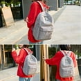 thumbnail image 3 of Mochila de ocio para niñas, mochila escolar de cordón a rayas para viajes universitarios y trabajo (marrón claro), 3 of 5