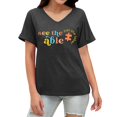 thumbnail image 2 of WILLBEST T-Shirt de Compression pour Femmes T-Shirt de Sensibilisation Casse-Tête Manches Courtes Imprimé, 2 of 4