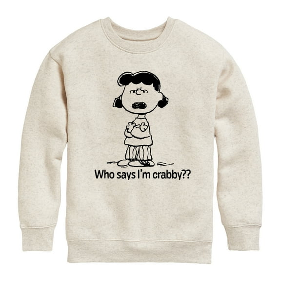 Peanuts - Who Says Im Crabby Lucy - Toddler & Youth Crewneck Fleece Sweatshirt