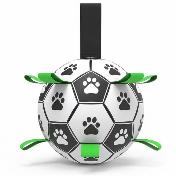 Haha.Ppcc 6 Inch Dog Soccer Ball Toy with Straps, Interactive Tug & Fetch Ball for Small Medium Dogs, Floating Waterproof Dog Ball for Outdoor Yard Pool Beach Play, Durable Pet Training Toy