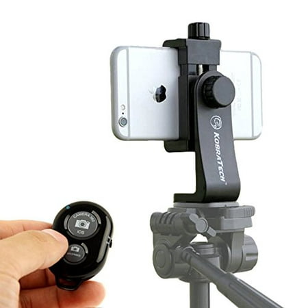 KobraTech Cell Phone Tripod Adapter - UniMount 360 - Universal Phone Tripod Mount Attachment for Any Size Smartphone - Includes Bonus Bluetooth Shutter