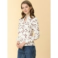 thumbnail image 4 of INSPIRE CHIC Blusa De Manga Larga Con Cuello En V Y Estampado Floral Para Mujer Beige M, 4 of 6