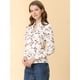 thumbnail image 4 of INSPIRE CHIC Blusa De Manga Larga Con Cuello En V Y Estampado Floral Para Mujer Beige M, 4 of 6