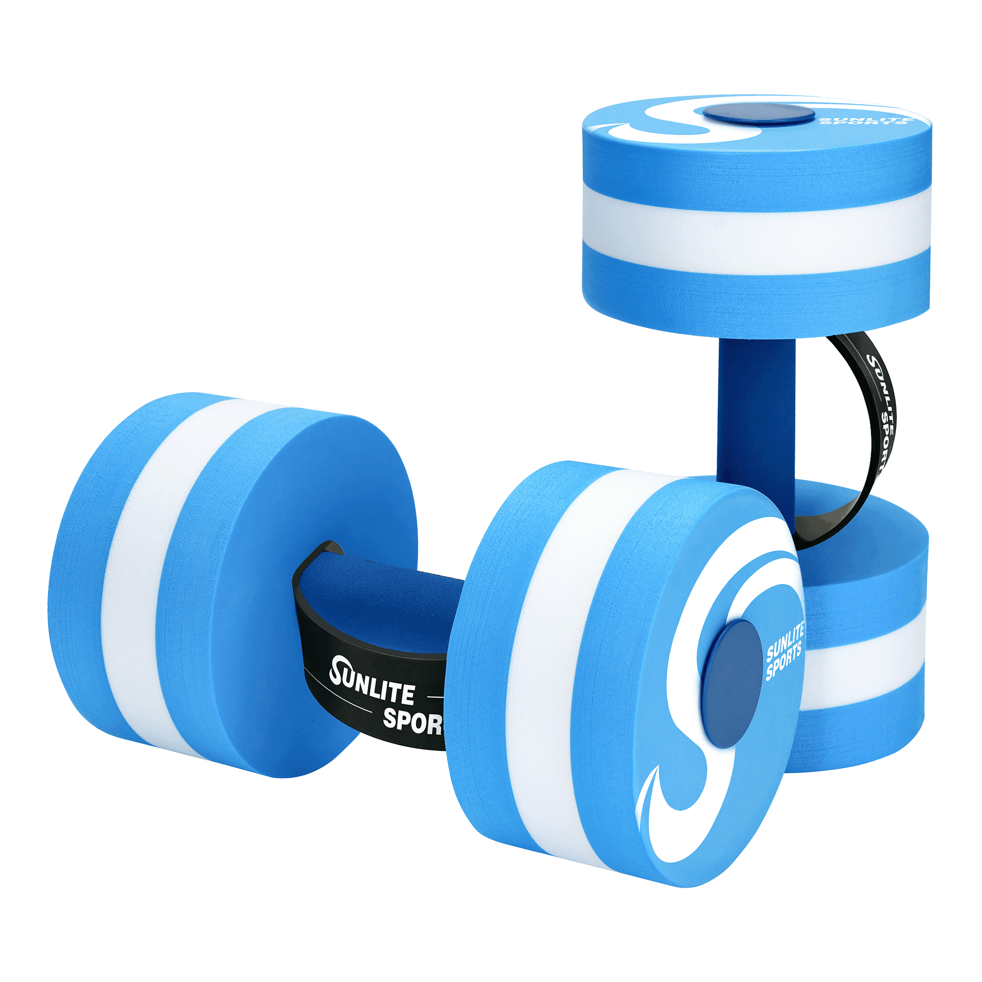 Sunlite Sports Water Weights Pool Exercise Dumbbells, Water Aerobic Equipment, High-Density EVA-Foam Dumbbell with Handle Strip, Aqua Therapy, Pool Fitness, Water Exercise, Set of 2