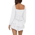 thumbnail image 2 of LYANER Women's Jumpsuit Lantern Long Sleeve Ruffle Layer Tie Mini Short Romper, 2 of 6