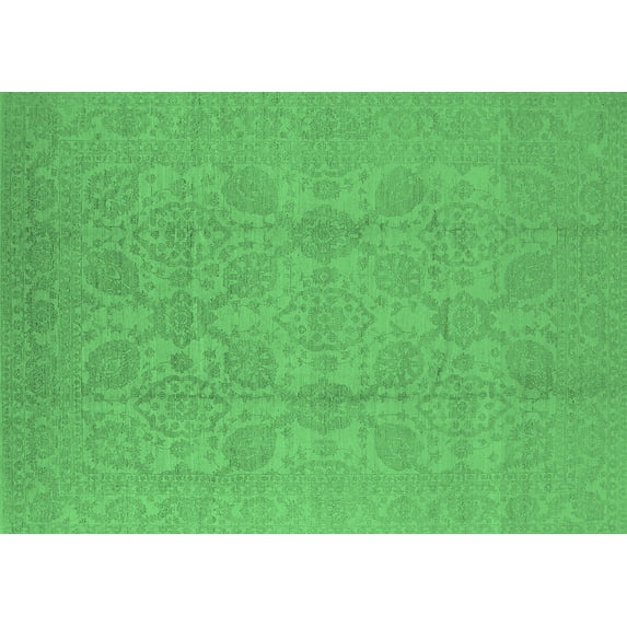 Ahgly Company Indoor Rectangle Oriental Emerald Green Traditional Area Rugs, 8' x 10'
