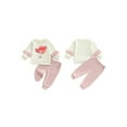 thumbnail image 2 of Loicainy Baby Toddler Girl Valentine’s Day Outfits 6 12 18 24 Months 2T 3T 4T Long Sleeve Heart Balloon Print Sweatshirt + Pants Set Clothes, 2 of 9