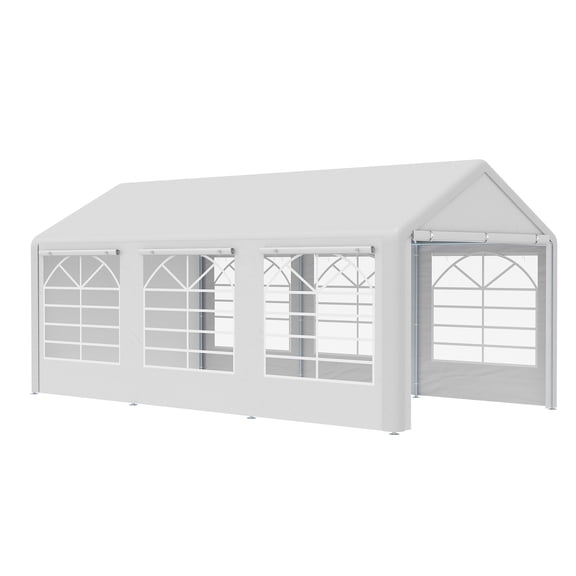 10' x 20' Heavy Duty Party Tent & Carport with Removable Sidewalls and Double Doors, Large Canopy Tent, Sun Shade Shelter, for Parties, Wedding, Outdoor Events, BBQ, White