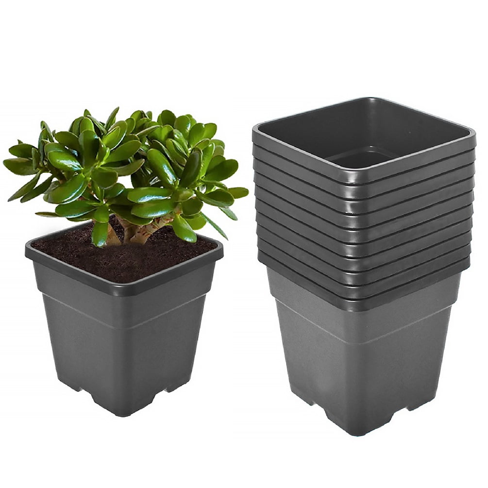 10 Pack Nursery Pots 7 Gallon Garden Planter Plastic Sqaure Seedling
