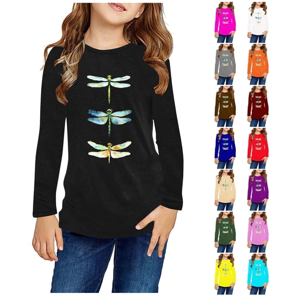 Rvasteizo Girls Base Layer Pullover Long Sleeve Crewneck Print Fall Winter Tops ,5 T